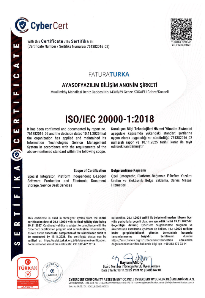 ISO/IEC 20000-1 Bilgi Teknolojileri Hizmet Yönetimi